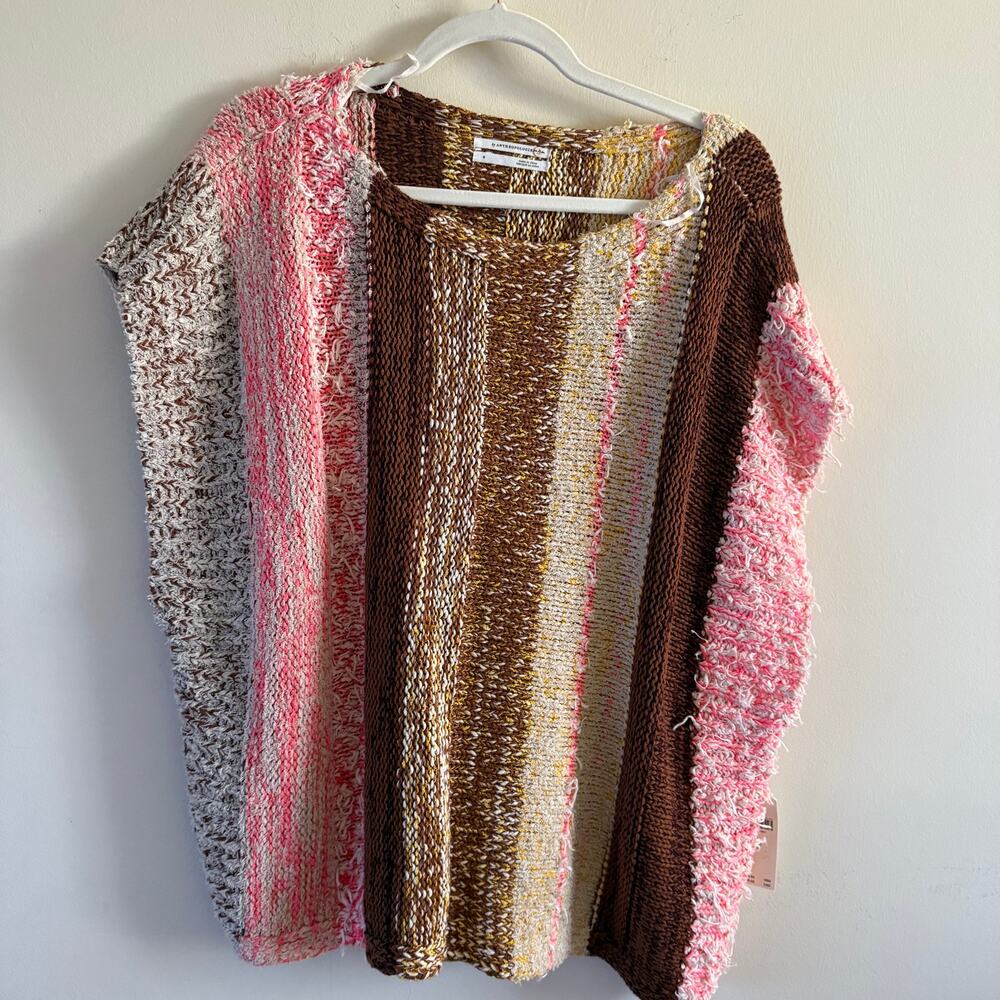 by ANTHROPOLOGIE Textured Poncho BOHO Sweater Top Size Small - Picture 2 of 9